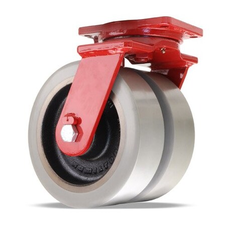 Hamilton Extra Heavy Duty Dual-Wheel Swivel Caster, 12" x 3" DuraGlide Wheel 1" thick Polyurethane Wheels S-EHD2-12GB95