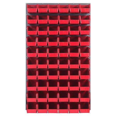 Quantum Storage Systems 36X61 GRAY LOUVERED PANEL WITH BINS RED QLP-3661-230-60RD