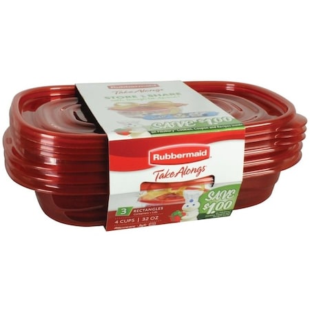 Rubbermaid TakeAlongs 7F55RETCHIL Food Storage Container, 4 Cups Capacity, Plastic, Clear, 4 in L, 7 in W, 10 in H 2086710