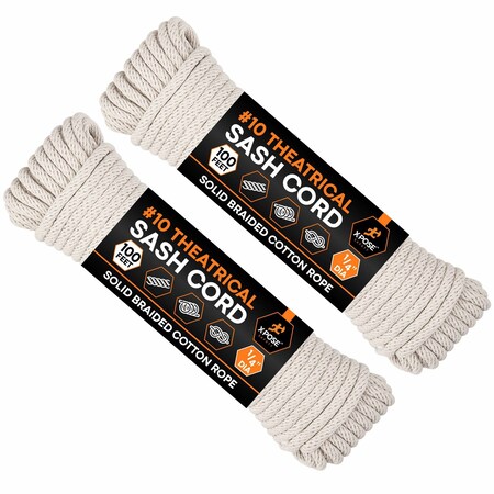 Xpose Safety White Braided Sash Cord 1/4in x 100ft, 2PK WSC14-100-2-X-S