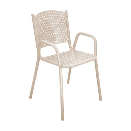 Leisure Craft 31 5/8" Tall Dining Height Stackable Perforated Chair, Sandstone C1-PERF-SANDSTONE