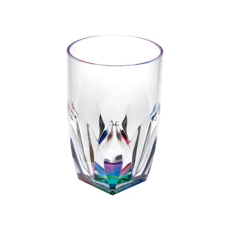 Homeroots Set of Four Clear and Rainbow Geometric Acrylic Highball Glasses 521173