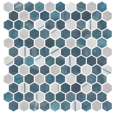 Andova Tiles Avery 1-in. Honeycomb Polished Upcycled Glass Floor and Wall Mosaic Tile (0.94 Square Feet Per Box) ANDAVE1243