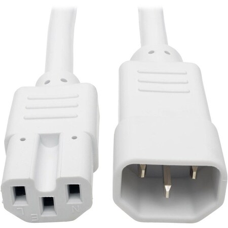 Tripp Lite Heavy Duty Computer Power Cord 15A 14AWG C14 to C15 White 2FT 2ft P018-002-AWH