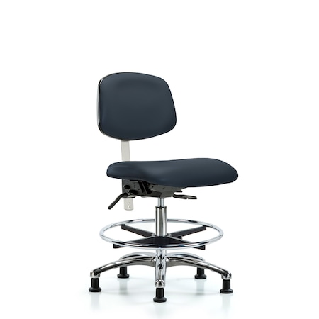 Blue Ridge Ergonomics Med Bench Chair, Vinyl, CF, Glds, Navy, CL100, No Arms, 22" to 29" Height, Imperial Blue BR-NCR-VMBCH-CR-T1-A0-CF-RG-8582