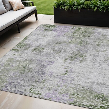 Homeroots 5' X 8' Olive Green And Gray Abstract Washable Indoor Outdoor Area Rug 587879