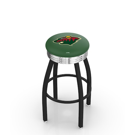 Holland Bar Stool Co 30" Blk Wrinkle Minnesota Wild Swivel Bar Stool, Chrome Ring L8B3C30MinWld