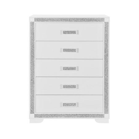 Global Furniture Usa Contemporary Glam Soleil White Chest SOLEIL-WHITE-CH