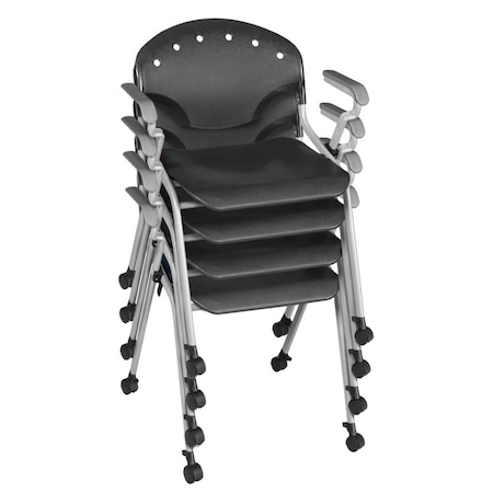 Regency Rico Classroom Training Mobile Stack Chair with Arms - Black, 4PK K306-BK-4PK