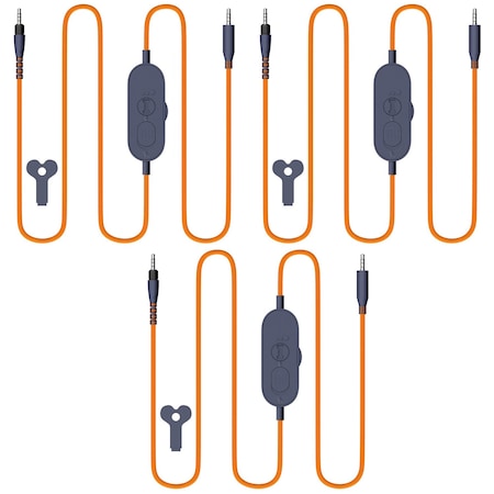 Delton Ascent Replacement 3.5mm Cable for Kids Learning Computer Headset Headphones 3-Pack, Orange S35