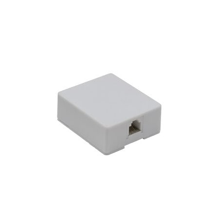 Cable Wholesale Phone Surface Mount Jack, White, RJ11 / RJ12, Data / Voice, 6P6C (6 Pin 6 Conductor) 300-66FF-WH
