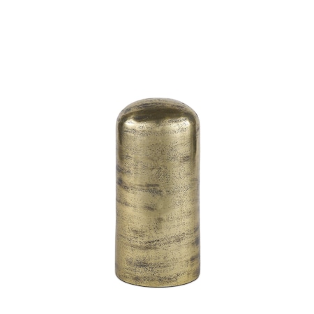 Homeroots 10" Antiqued Brass Cast Aluminum Cylindrical Tabletop Sculpture 608701