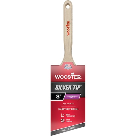 Wooster 3" Angle Sash Soft, Silver CT Polyester Bristle, Paint Brush, Wood Handle 5221