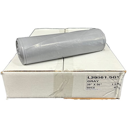 Evolution Heavy-Duty Trash Can Liner 55-60 gal, 39 in x 56 in, 1.5 Mil, Grey, 50PK 2103956154
