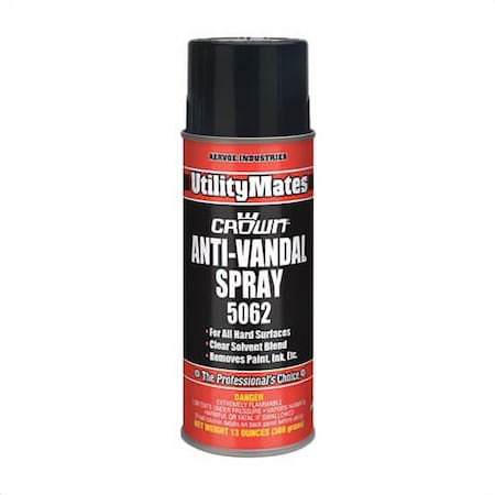 Crown By Aervoe by Anti-Vandal Spray, 16 oz Aerosol Can, Foam Form, Clear, Ether Odor/Scent 5062