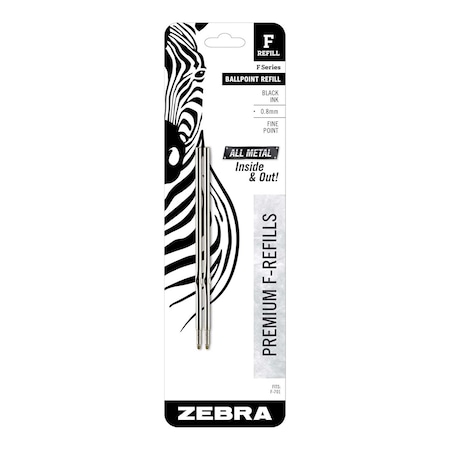 Zebra Pen Zebra Pen F-701 Ball Point Pen Refills Fine Point Black 2/pkg - 0.80 mm, Fine Point - Black Ink - 2-/ Pack 89112