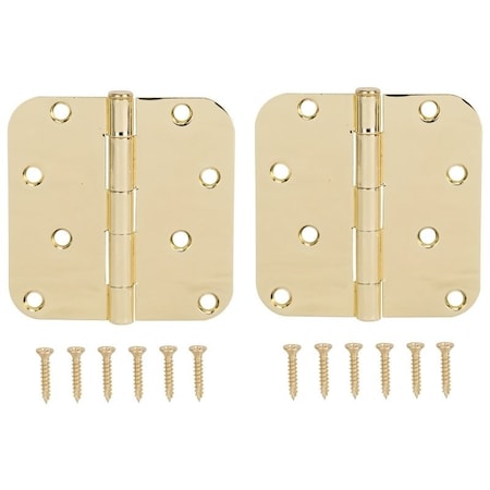 Prosource Door Hinge, Steel, Bright Brass, Loose Pin, 180 deg Range of Motion, Screw Mounting BH-402PB-PS