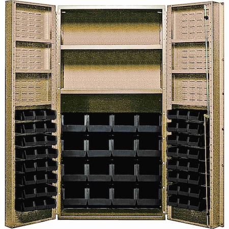 Quantum Storage Systems STORAGE BEIGE CABINET W/32 BLACK BINS QSC-BG-32-2S-6DSBK