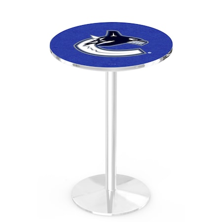 Holland Bar Stool Co 42" Chrome Vancouver Canucks Pub Table, 36" dia. Top L214C4236VanCan