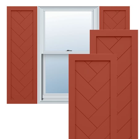 Ekena Millwork True Fit PVC Single Panel Herringbone Modern Style Fixed Mount Shutters Colorful Leaves, 18"W x 80"H TFP001HB18X080CL