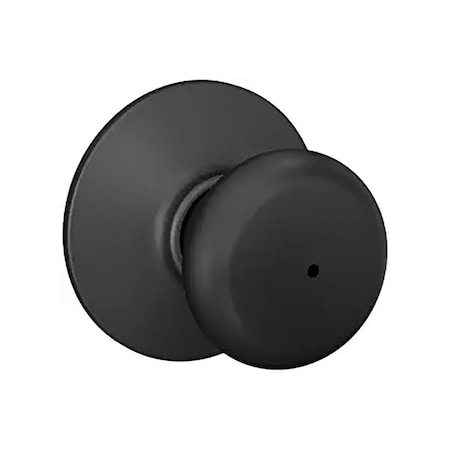 Schlage Residential F Series F40 V PLY 622 Privacy Door Lockset, Round Design, Knob Handle, Matte Black, Metal, Yes F40-V-PLY-622