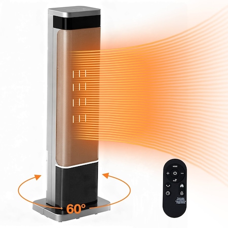 Edendirect 1500 Watt 24 in. Indoor Portable Electric Tower Space Heater, Timer, Remote, 3 Flame Colors ZR-ZHUMI-AH-NFJ1F01-24SR