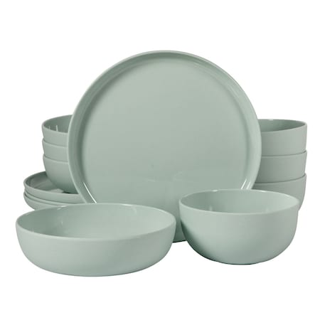 Gibson Home Candy Skies 12 Piece Wheat Straw Melamine Dinnerware Set in Green 750123520M