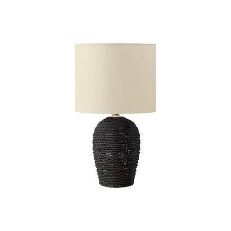 Monarch Specialties Lighting, 17"h, Table Lamp, Black Rattan, Beige Shade, Transitional I 9853