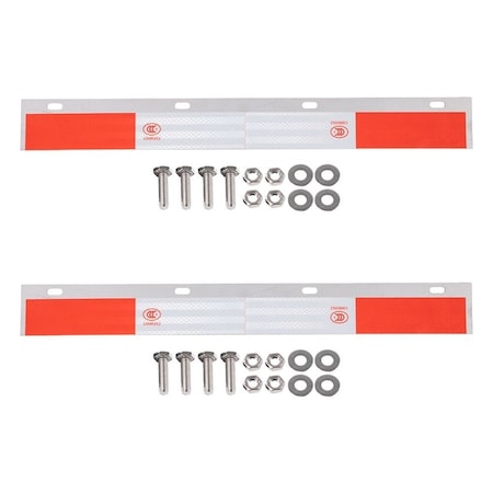 Mytee Products 2PK 24inx3in Universal Mud Flap Hanger Plate for Semi Trucks w/ 3M Reflective Tape, 2PK MUDFLAP-2403-SSx2