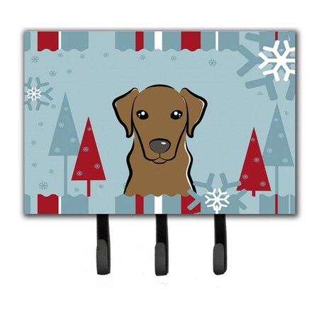 Carolines Treasures Winter Holiday Chocolate Labrador Leash and Key Holder BB1730TH68