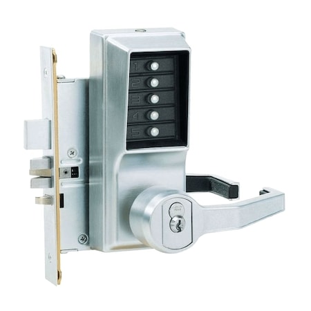Dormakaba Mortise Combination Lever Lock, Passage, with Deadbolt, Sargent LFIC Prep, Satin Chrome R8148R-26D-41