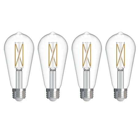 Bulbrite LED Filament PK of 4, 7.6 W Dimmable ST18 Light Bulb with Clear Finish and E26 Base - 2700K 776242