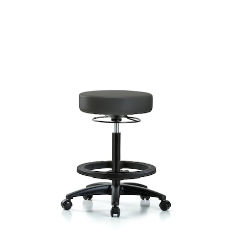 Blue Ridge Ergonomics Vin Stool without Back-High Bench Height with Black Foot RingandCasters in Charcoal Trailblazer Vin BR-VHBSO-RG-BF-RC-8605