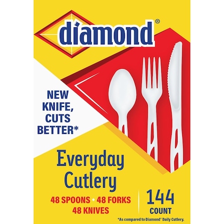 Diamond Heavy-Duty Plastic Cutlery Set, 144-Piece 4142636065