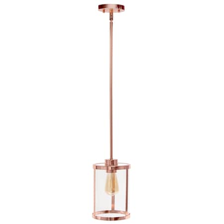 Homeroots Rose Gold Cylinder Iron Ceiling Light With Clear Shades 651680