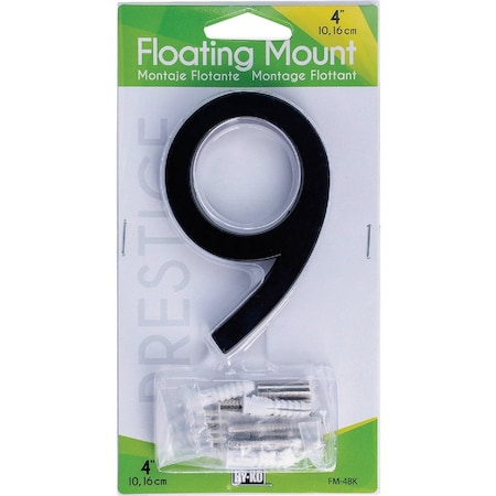 Hy-Ko 4'' Black Floating Mount Number 9 FM-4BK/9