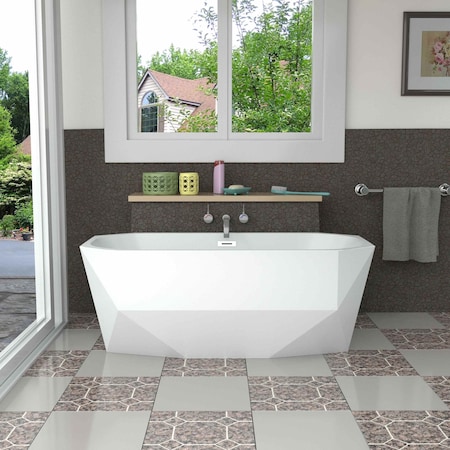 Streamline 63 in L, 28.7 in W, Glossy White, Acrylic, Center N-10220-63FSWH-FM