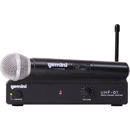 Gemini UHF-01M-F2 Single-Channel UHF Wireless Microphone System with Handheld Microphone UHF-01M-F2