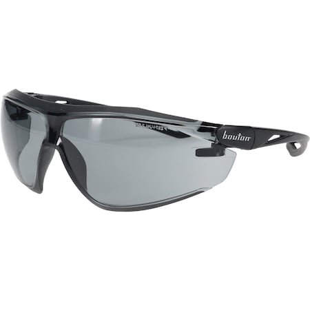 Bouton Optical Bio-Based Full Frame Safety Glasses w/Black Frame, Gray Lens and Anti-Scratch/FogLess 3Sixty Coating 250-15-5523