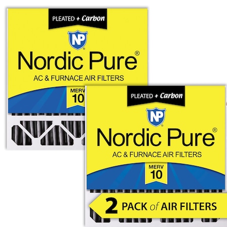 Nordic Pure 20x20x5 Plus Carbon Pleated Air Filter, High Capacity, MERV 10, 2 PK 20x20x5HPM10C-2