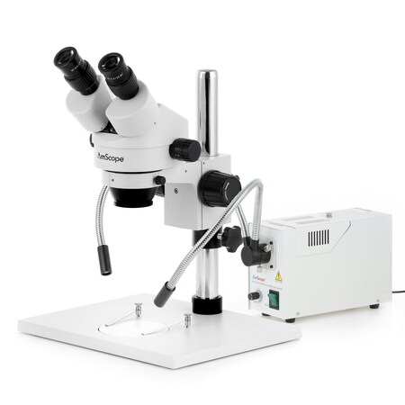 Amscope SM-1 Zoom Binocular Stereo Microscope w/7X-45X w/150W Halogen Dual Gooseneck Lights and 5MP USB 2.0 SM-1B-FOD-5M