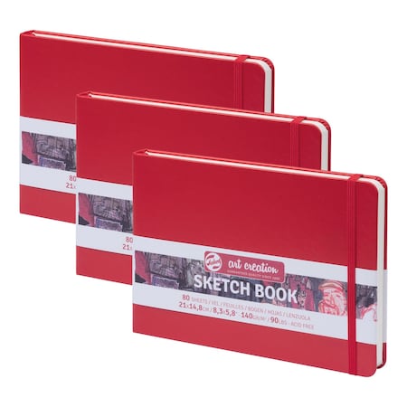 Talens Art Creation Sketchbook, 80 Sheets, 90lbs, Red Cover, 8.3'' x 5.8'' (A5), 3PK 9314205M