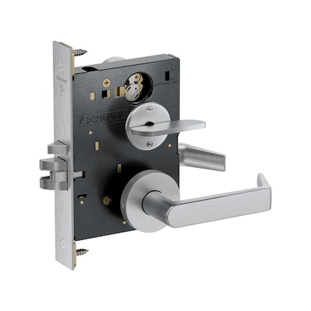 Schlage Grade 1 Entrance/Office Mortise Lock, Standard Cylinder, Rhodes Lever, A Rose, Satin Chrome Finish PM050P RHOA 626