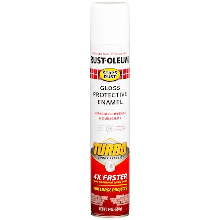 Rust-Oleum Spray Paint, White, Gloss, Solvent, 24 oz 334133