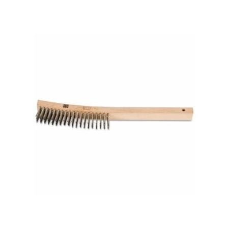 Pferd Curved Handle Scratch Brushes, 13 3/4 in, 4 X 19 Rows, SS Wire, Wood Handle 410-85008