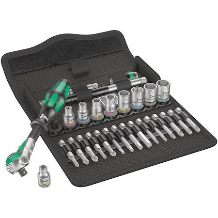 Wera 8100 SA 6 Zyklop Speed Ratchet Set, 1/4 in drive, metric, 28 pieces 5004016001