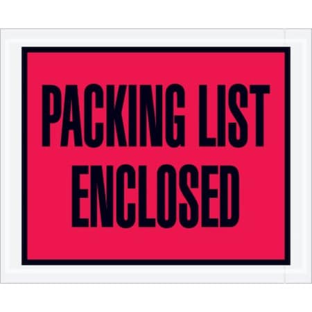 Box Packaging Full Face Envelopes, "Packing List Enclosed" Print, 5-1/2"L x 4-1/2"W, Red, 1000/Pack PL402