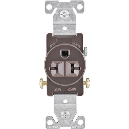 Eaton Wiring Devices Straight Blade Receptacle, 6-20R, 20 A, 250V AC, 2 Pole, 3 Wire, Flush Mount, Grounded 1876B-BOX