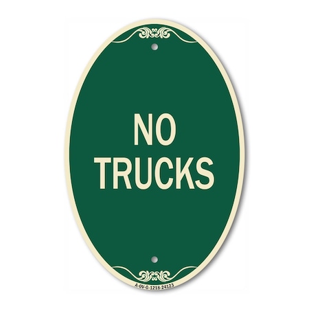 Signmission Driveway Sign No Trucks, 12 Inch X 18 Inch Architectural Oval, Heavy Gauge Aluminum A-OV-G-1218-24123