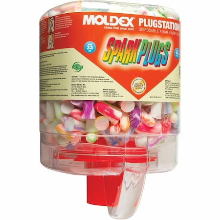 Moldex SparkPlugs Disposable Foam Earplug, Includes Dispenser, 33dB Noise Reduction Rating, 250PK MOM6644